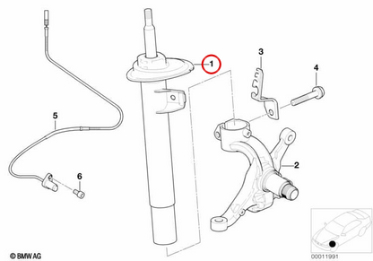 Assorbitore anteriore destro OEM 31316750792 per BMW E46. BMW originale.