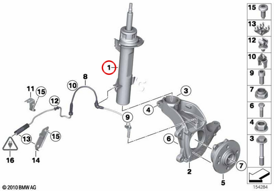 Molla ammortizzatore anteriore sinistro OEM 31316785213 per MINI R56, R56 LCI. MINI originale.