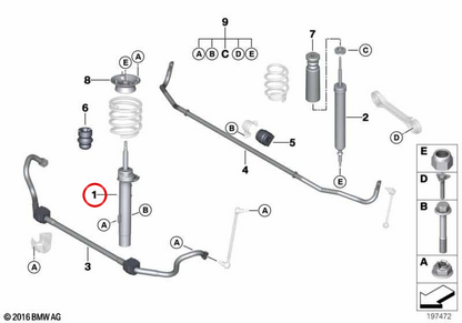 Amortecedor dianteiro esquerdo OEM 31316786003 para BMW E90, E91, E92, E93. BMW genuíno.