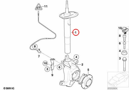 Absorbatteur avant gauche OEM 31316786531 pour BMW E65, E66. BMW d'origine.