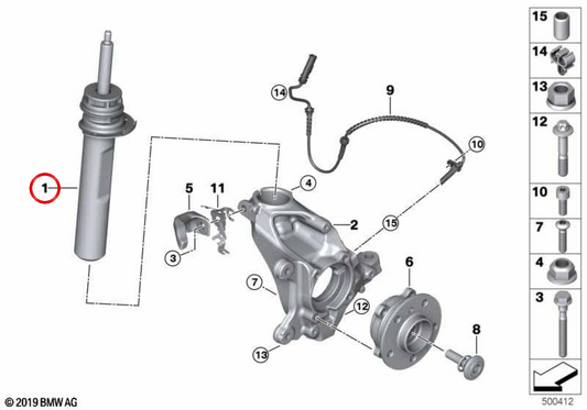 Amortisseur avant gauche OEM 31316867245 pour MINI Cooper SE ALL4 Countryman F60. MINI d'origine