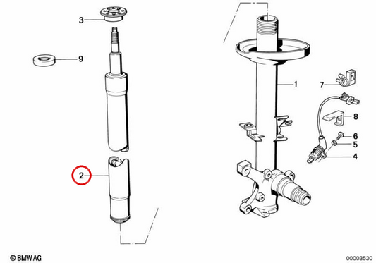 OEM shock absorber cartridge 31321134811 for BMW E34. Original BMW.