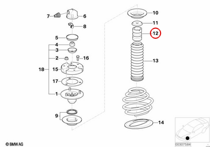 STOP di sospensione anteriore OEM 31331091887 per BMW E39, E38, E65, E66. BMW originale.