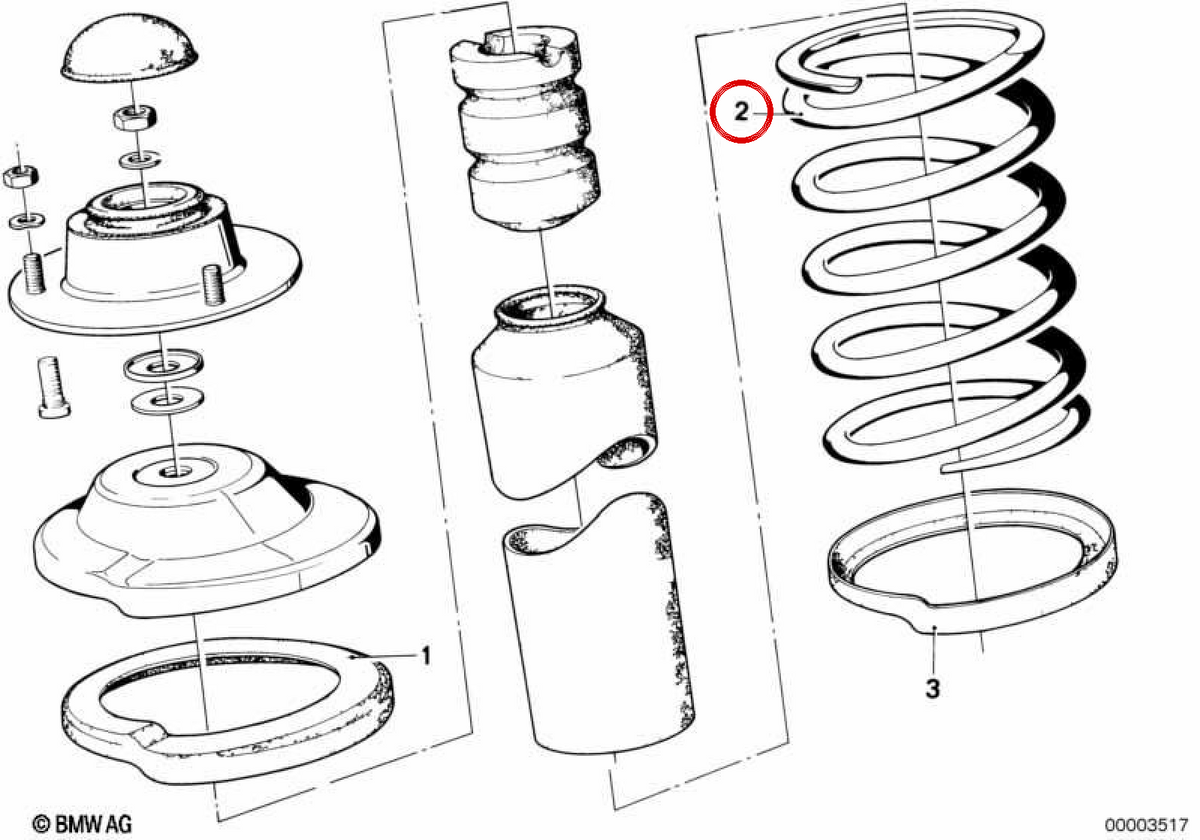 Sospensione Spring OEM 31331125268 per BMW E21. BMW originale.