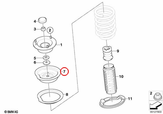 Platillo superior de suspensión delantero OEM 31336759452 para BMW Serie 3 E90 E91 E92, X3 E83, Z4 E89 y MINI R50 R52 R53 R55 R56 R57 R58 R59 R60 R61. Original BMW y MINI