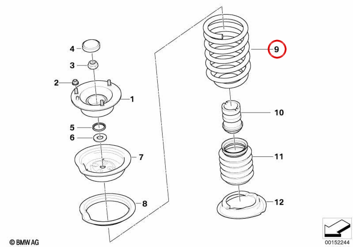 Front -Suspensionsfedern OEM 31336761212 für BMW E60, E61. Original BMW.