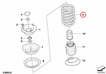 Front -Suspensionsfedern OEM 31336761212 für BMW E60, E61. Original BMW.