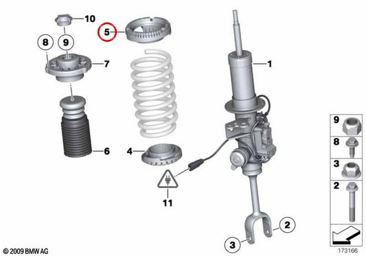 Soporte superior de amortiguador OEM 31336788339 para BMW E81, E82, E87, E88, E90, E91, E92, E93. Original BMW.