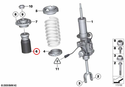 Tope de suspensión delantero OEM 31336788488 para BMW Serie 1 F20, Serie 2 F22/F23, Serie 3 F30/F31/F34, Serie 4 F32/F33/F36. Pieza original BMW.