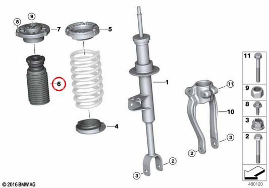 Arrêt de suspension avant OEM 31336866794 pour BMW G32. BMW d'origine.