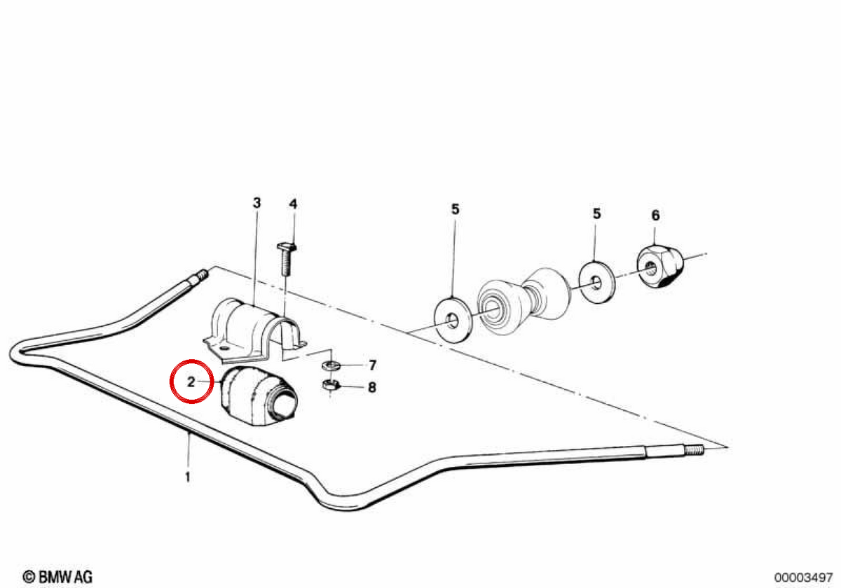 Supporto da blocco Silent OEM 31351115866 per BMW E21. BMW originale.