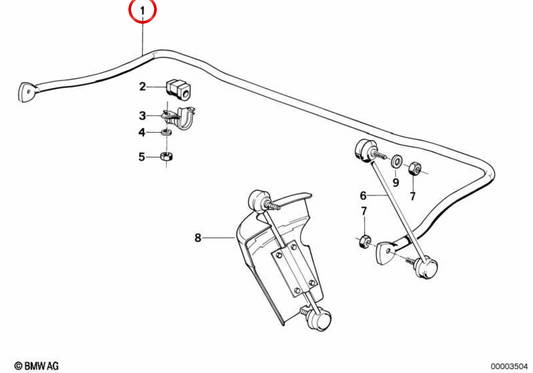 Frontstabilisator Bar OEM 31351131620 für BMW E32, E31. Original BMW.