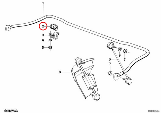 Stabilisator Gummiunterstützung OEM 31351133738 für BMW E34. Original BMW.