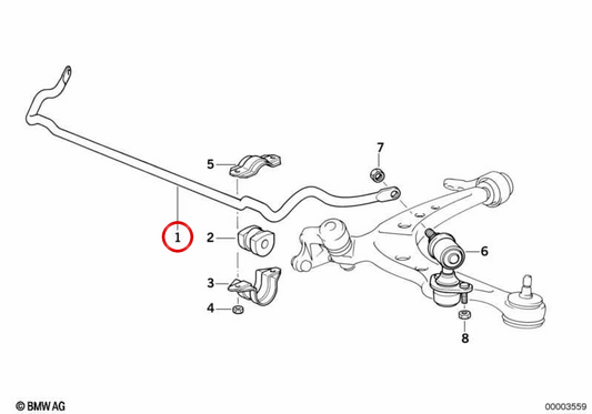 Front Stabilisator Bar OEM 31351140181 für BMW E34. Original BMW.