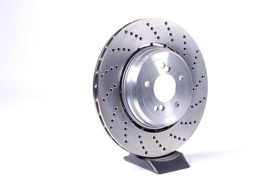 Right perforated ventilated brake disc for BMW E60, E61N, E63, E64 (OEM 34212282808). Original BMW