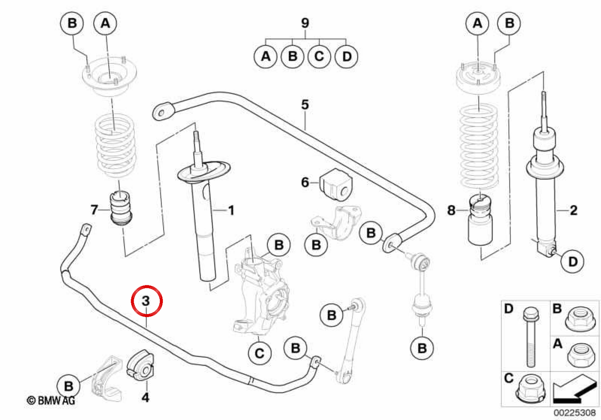 Front Stabilisator Bar OEM 31356764111 für BMW E60, E61, E63, E64. Original BMW.