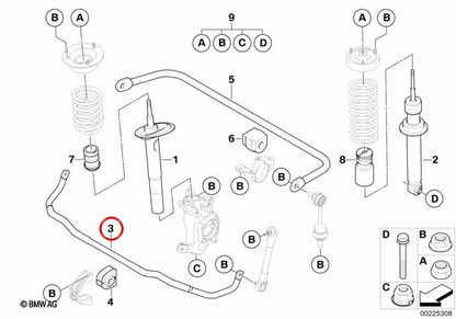 Front Stabilisator Bar OEM 31356764111 für BMW E60, E61, E63, E64. Original BMW.