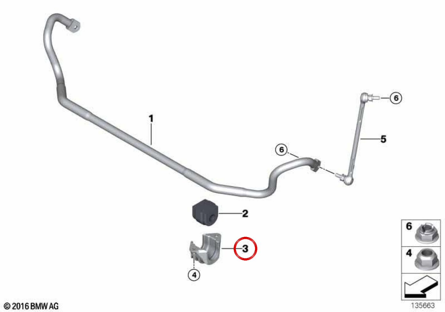 OEM vordere Stabilisatorhalterung 31356768828 für BMW E81, E87, E90, E60, Z4 E89... und mehr. Original BMW.