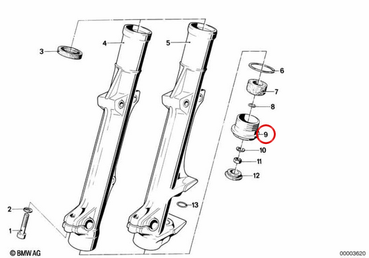 Tornillo de cierre OEM 31421231506 para BMW R50. Original BMW.