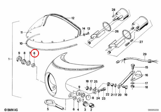 Anillo de fijación OEM 31421233693 para BMW R50, R60, R65, R75, R80, R90, R100. Original BMW.
