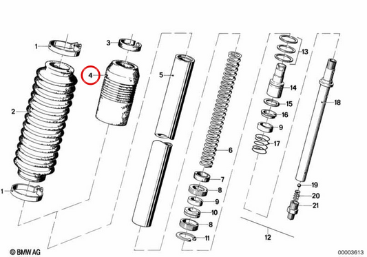 Fuelle de dirección OEM 31421234396 para BMW R50. Original BMW.