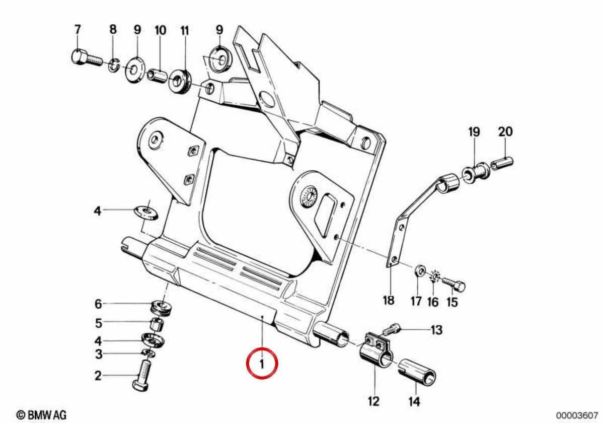 Placa frontal OEM 31421241870 para BMW E30. Original BMW.