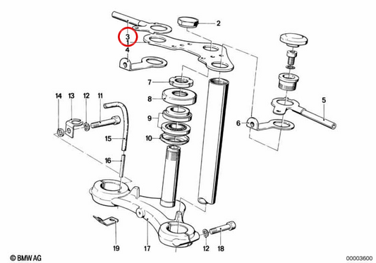 Rechte vordere Blitzunterstützung OEM 31421244562 für BMW R50, R60, R75, R80, R90, R100. Originaler BMW Motorrad.