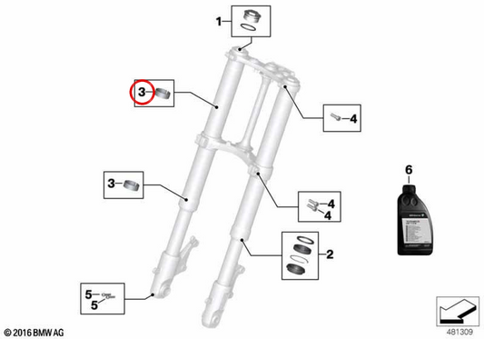 OEM Führungsbuchse 31421458222 für BMW Motorräder C Evolution, C 600 Sport, C 650 GT, R 100 GS... und mehr. Original BMW Motorrad.