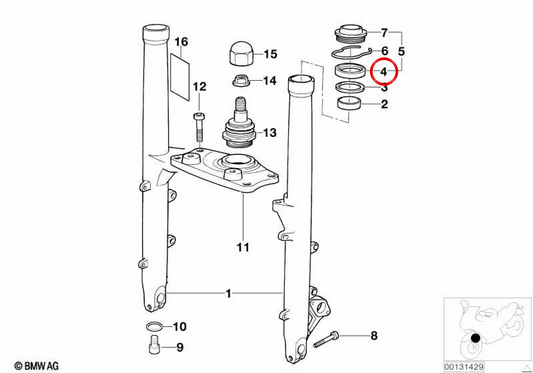 OEM -Vorderachse 31422311988 für BMW R1200 RT Motorcycles, R1150 GS, K1200 RS, R1100 GS ... und mehr. Originaler BMW Motorrad.