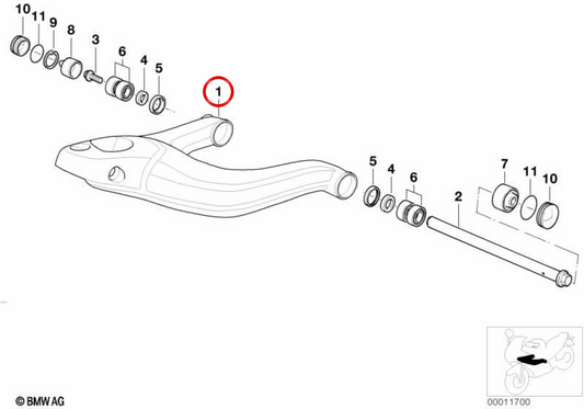 Braccio longitudinale OEM 31422331063 per moto BMW R 850 C, R 1200 C e R 1200 C Independent. Originale BMW Motorrad