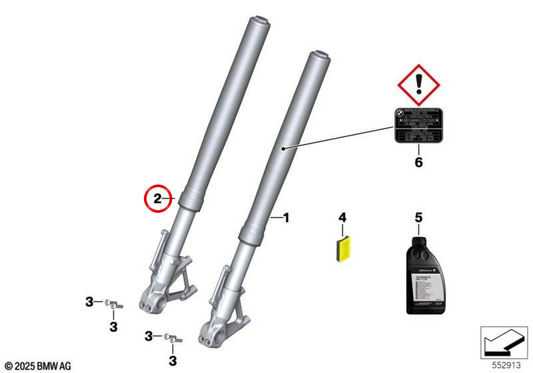 Brazo de horquilla dorado derecho OEM 31425A69428 para BMW Motorrad F 900 XR, F 900 XR A2. Original BMW Motorrad.