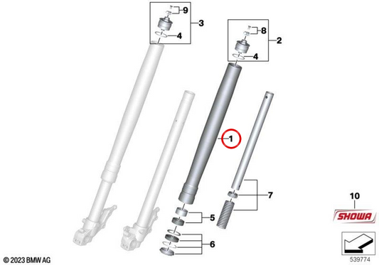 Front -Stützrohr OEM 31425A71463 für BMW F 850 ​​GS Motorcycles, F 900 GS (K81). Originaler BMW Motorrad.