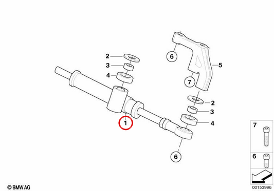 Amortiguador de dirección OEM 31427653149 para BMW F800GT, F800S, F800ST, F800R. Original BMW Motorrad.