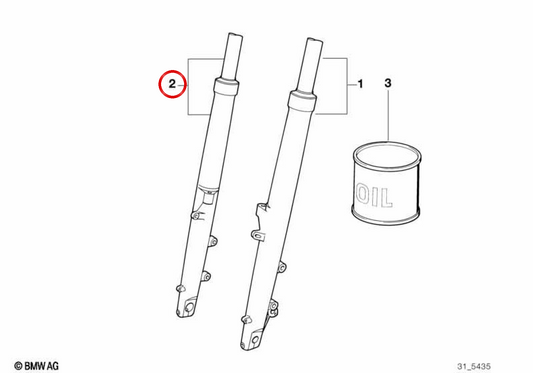 Rechter Gabelzweig vorne OEM 31427668222 für BMW R 1150 R, R 850 R, Rockster Motorräder. Original BMW Motorrad.