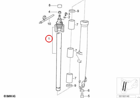 Tube de support avant OEM 31427671574 pour motos BMW R 1150 R, R 850 R, Rockster. BMW Motorrad d'origine.