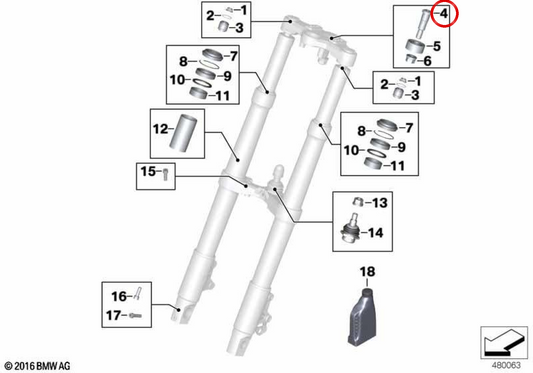 Bulón cojinete OEM 31427676129 para motos BMW R 1200 GS, R 1200 GS Adventure, R 1200 RT, R 900 RT, R 1200 R. Original BMW Motorrad.