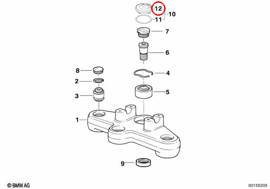 Piastra anteriore OEM 31427708518 per moto BMW R1200GS, R1250RT, F850GS, S1000RR... e altro ancora. BMW Motorrad originale.