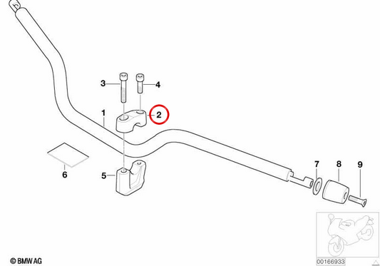 Staffa di supporto superiore OEM 31427718172 per moto BMW R 1200 GS, R 1200 GS Adventure. BMW Motorrad originale.