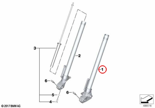Tuyau coulissant gauche OEM 31428388677 pour BMW Motorrad G 310 GS (K02, 0G02, 0G21). BMW Motorrad d'origine.