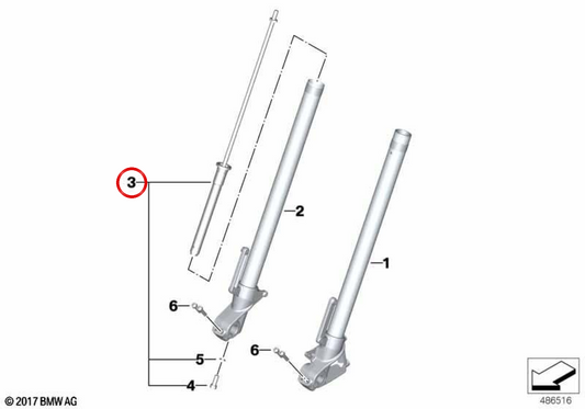 Right front shock absorber OEM 31428388683 for BMW G 310 GS (K02) motorcycles. Original BMW Motorrad.