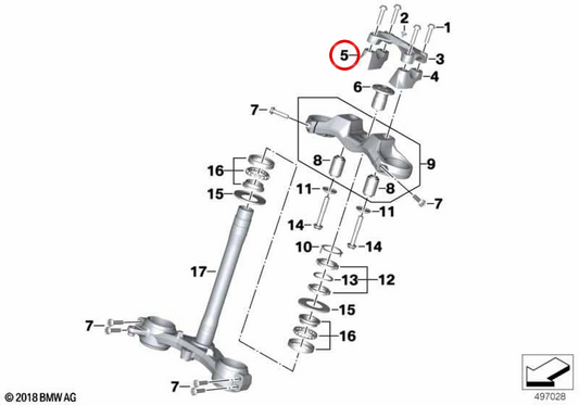 Lower right fixing block OEM 31428404636 for BMW S 1000 XR (K69) motorcycles. Original BMW Motorrad.