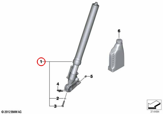 Forcella anteriore sinistra OEM 31428528789 per moto BMW HP4 K42 (2012-2014). Originale BMW Motorrad.