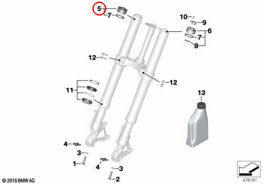 Tampa esquerda OEM 31428540899 para motos BMW R 1200 R, R 1250 R, R 1200 RS, R 1250 RS, HP4, S 1000 RR, S 1000 R, S 1000 XR... e mais. Original BMW Motorrad.