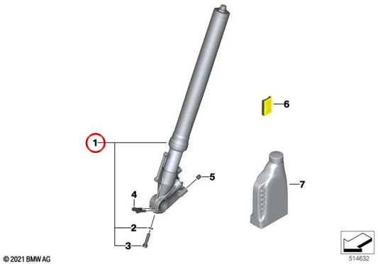 Branche de fourche gauche OEM 31428548867 pour BMW Motorrad S 1000 RR (K46, 2014-2018). BMW Motorrad d'origine.