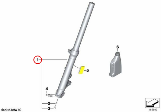 Rama de la horquilla izquierda OEM 31428558713 para BMW R nineT Scrambler, R nineT Urban G/S. Original BMW Motorrad.