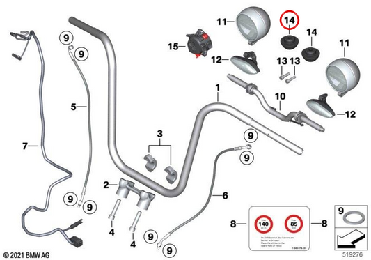 Coperchio di chiusura cromato OEM 31429898299 per moto BMW R 18, R 18 Classic, R 18 Roctane... e altro. Originale BMW Motorrad.