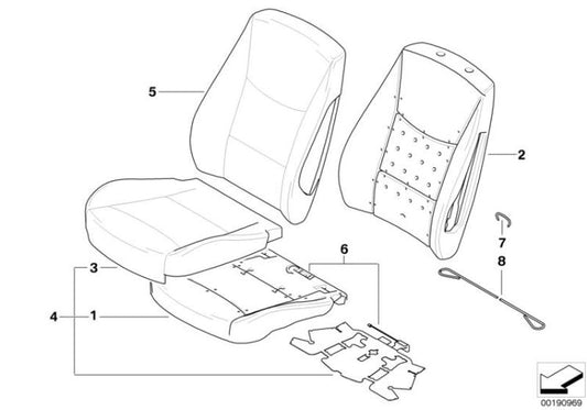 Funda de apoyabrazos de cuero derecha OEM 52107253244 para BMW Serie 3 E92, E92 LCI. Original BMW.