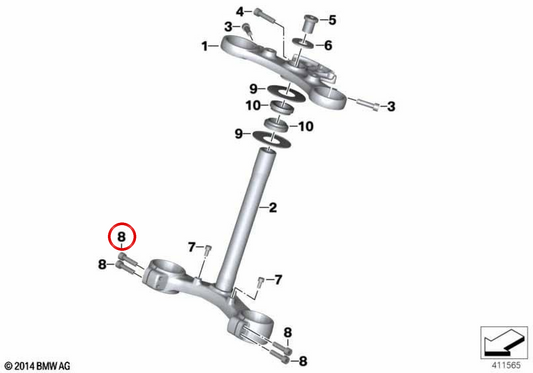 Tornillo ISA M8X30-8.8-ZNS3 OEM 31447681222 para BMW Motorrad K1200 S, K1300 S, C Evolution... y más. Original BMW Motorrad.