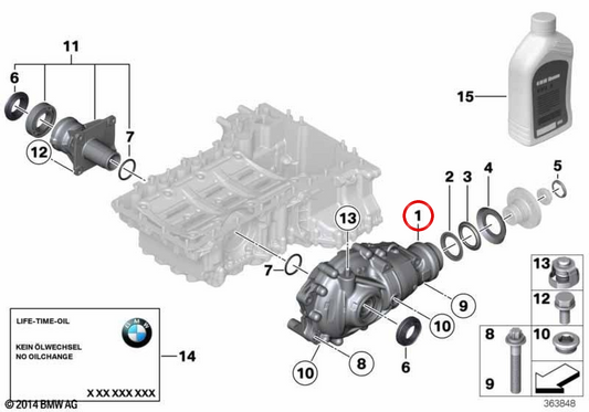 Diferencial delantero OEM 31508679973 para BMW G30, G31, G11, G12, G14, G15, G16. Original BMW.