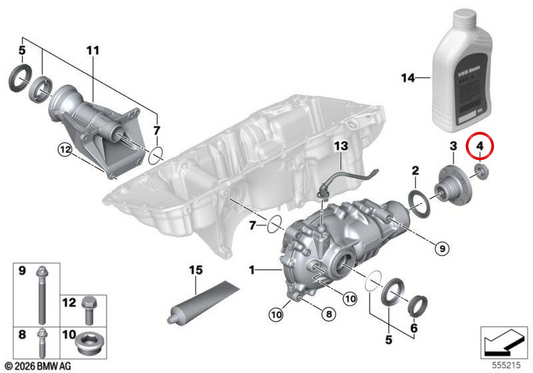 OM ABLOCante Nut 31508838864 für BMW G42, G20, G01, F97, G45, G02, F98, G05, G18, G06, G07. Original BMW.